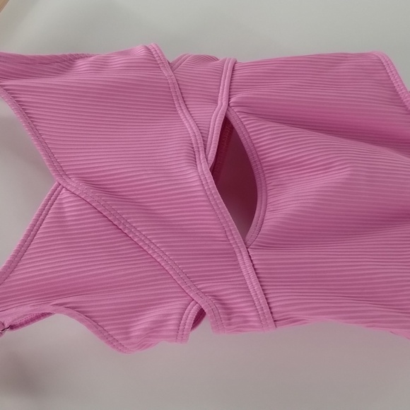 Abercrombie Kids one piece swimsuit ribbed pink size 5 6 adjustable strap - Picture 2 of 8